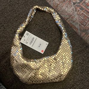 Zara gold shoulder bag NWT